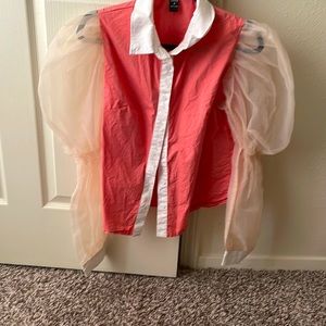 Coral sheer shirt